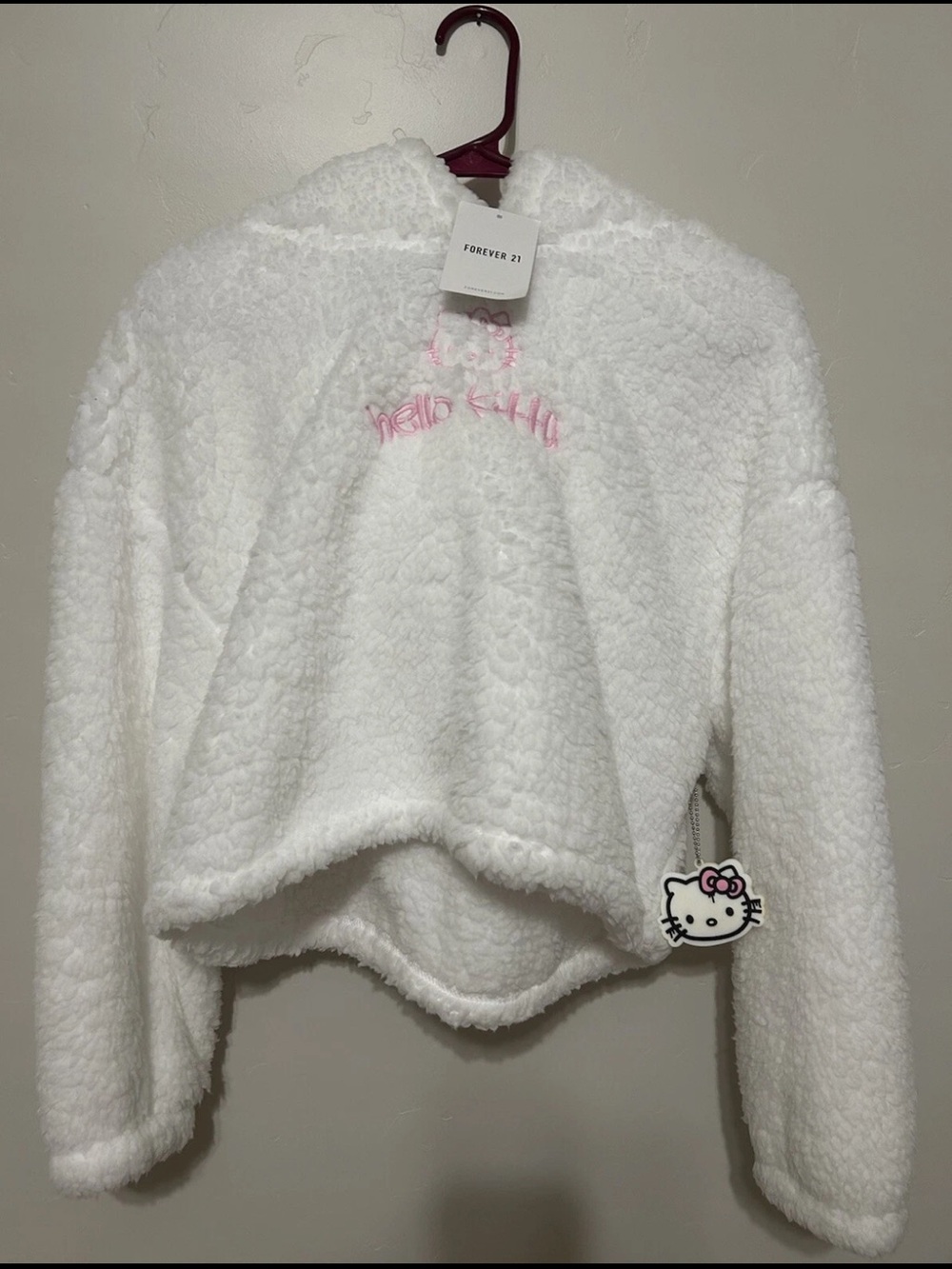 Forever 21 Hello Kitty White Plush Hoodie